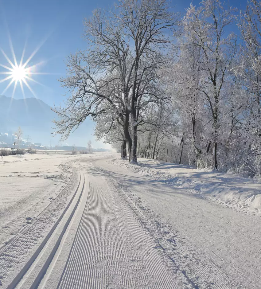 Gespurte Langlaufloipe Richtung Mayrhofen